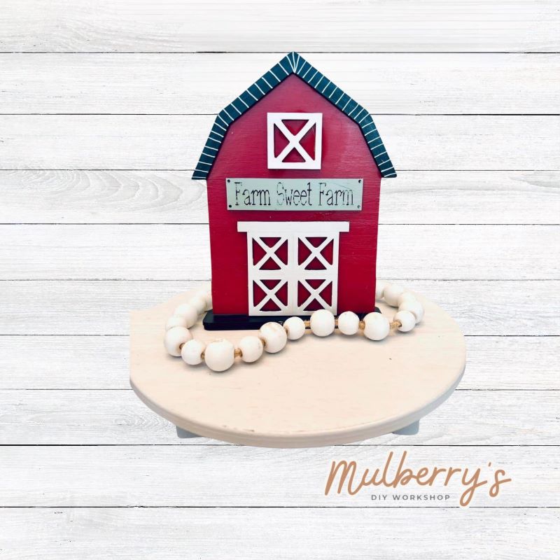 Our sweet little barn shelf sitter is approximately 7.5" tall.