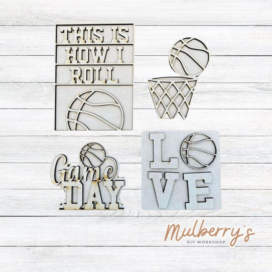 Show off your team spirit with our 4-piece basketball tiered tray set. This set can be purchased as a whole set or individual pieces.