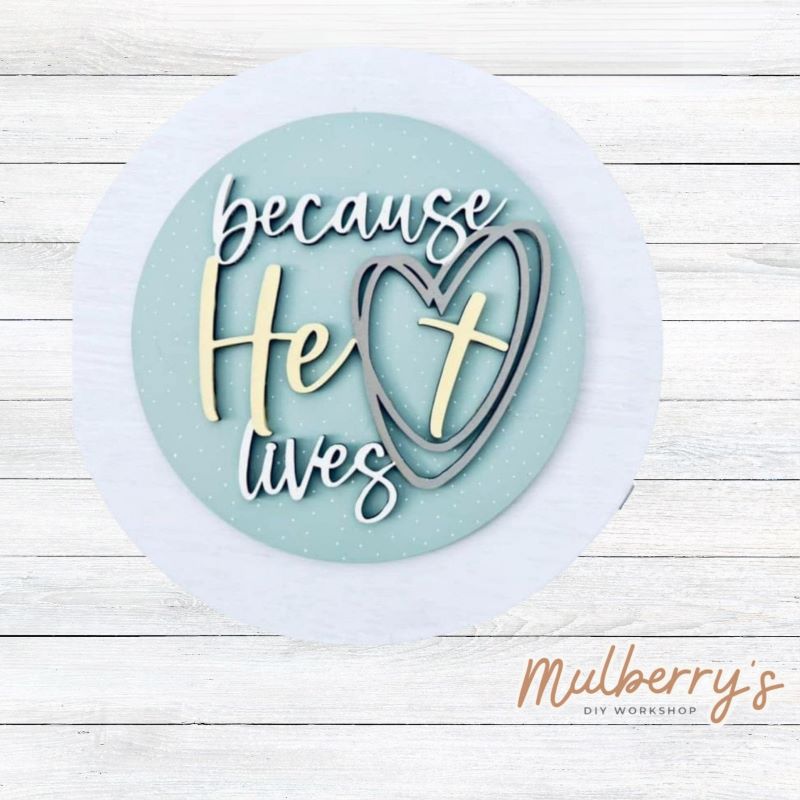 Decorate your home with our 7.5-inch Because He Lives insert. Our inserts may be displayed solo or with our interchangeable plate stand, which is sold separately.