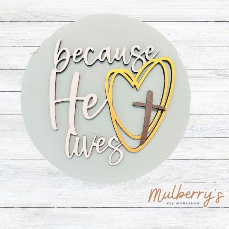 Celebrate Easter with our Because He Lives round! Approximately 10.5" in diameter. Optional stand is available.