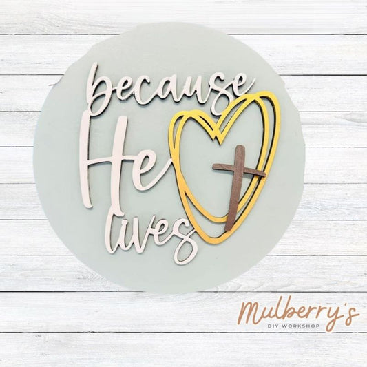 Celebrate Easter with our Because He Lives round! Approximately 10.5" in diameter. Optional stand is available.