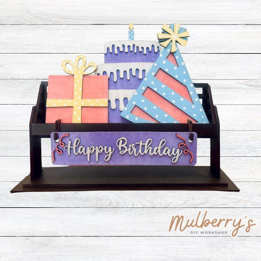 It doesn't get any cuter than our little rustic crate! It's a perfect add on accessory to your décor. It's approximately 13" long.  Includes: Crate and Birthday Inserts. Birthday inserts include present, birthday cake, party hat, and the Happy Birthday banner.