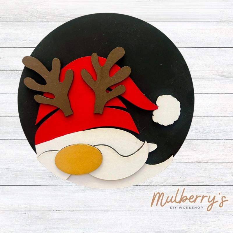 Our Santa gnome round is so cute! Approximately 10.5" in diameter. Optional stand is available.