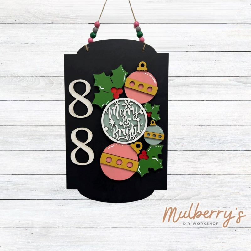 Our interchangeable personalized address door hanger is perfect for your front door! It's interchangeable and can be switched out for every holiday and season! Approximately 19.5" tall by 11" wide. Includes hanger with Christmas insert.