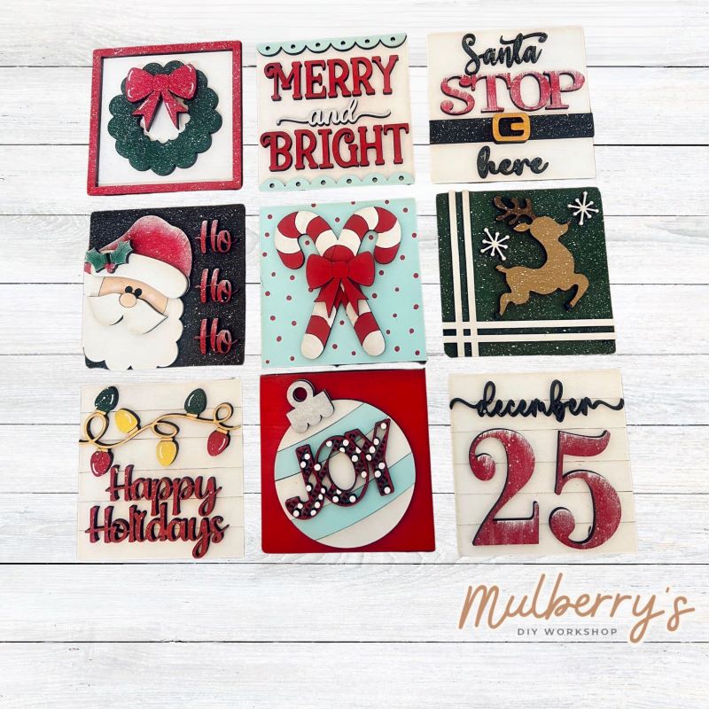 Our 4x4 Christmas decorative tiles are so versatile. They go perfectly with many of our interchangeable bases! Display them in our learning towers, tiered trays, or display shelves.