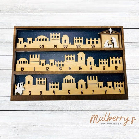 Countdown to Christmas with our Nativity Advent Calendar! Approximaetly 11.5" tall by 19.5" wide.