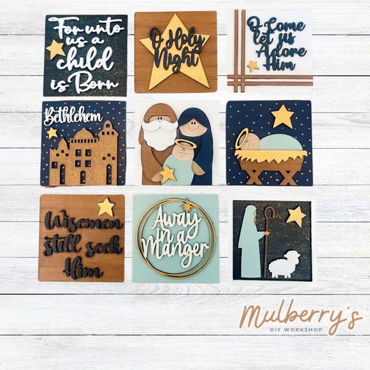 Our 4x4 Christmas Religious decorative tiles are so versatile. They go perfectly with many of our interchangeable bases! Display them in our learning towers, tiered trays, or display shelves.