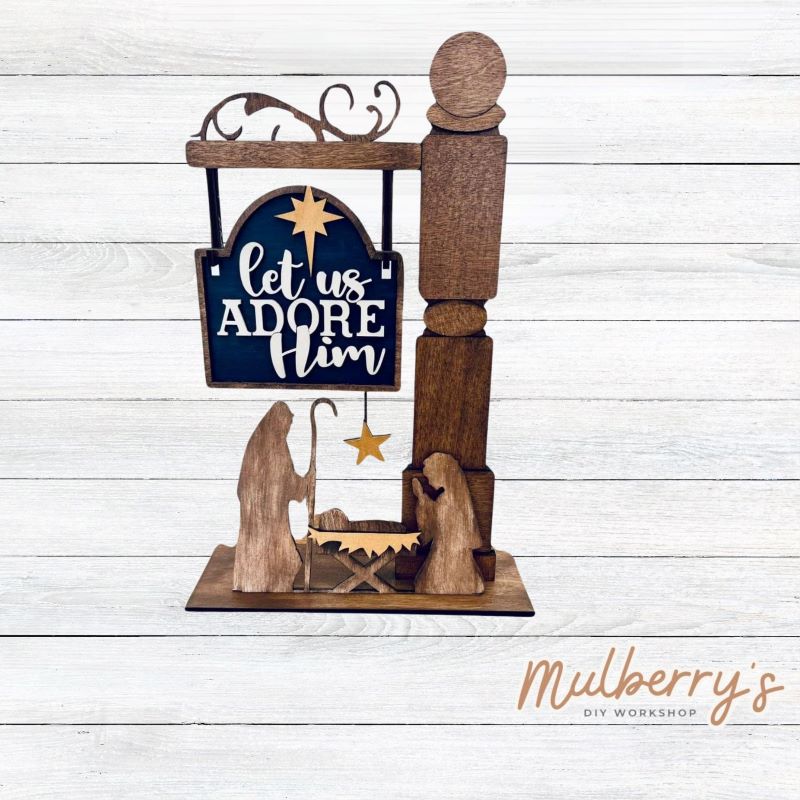 Our interchangeable mini post is so versatile! It's roughly 15" tall by 10" wide. Swap out different inserts throughout the year. This is a set for the interchangeable mini post and Christmas nativity inserts.