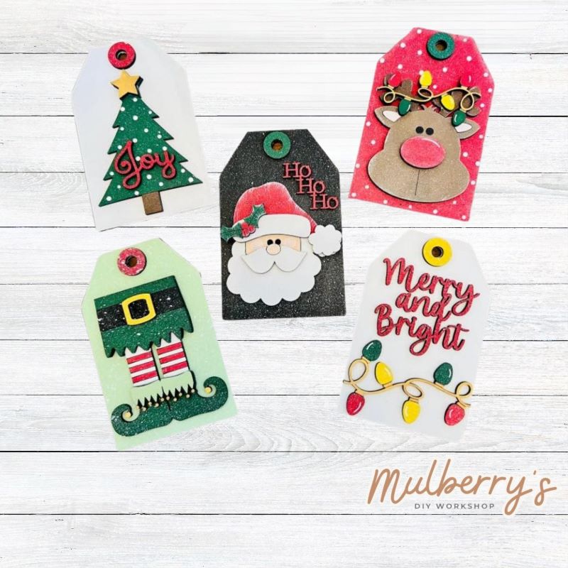 Our Christmas tag ornaments are perfect to use as ornaments of even gift tags! Approximately 5" tall.