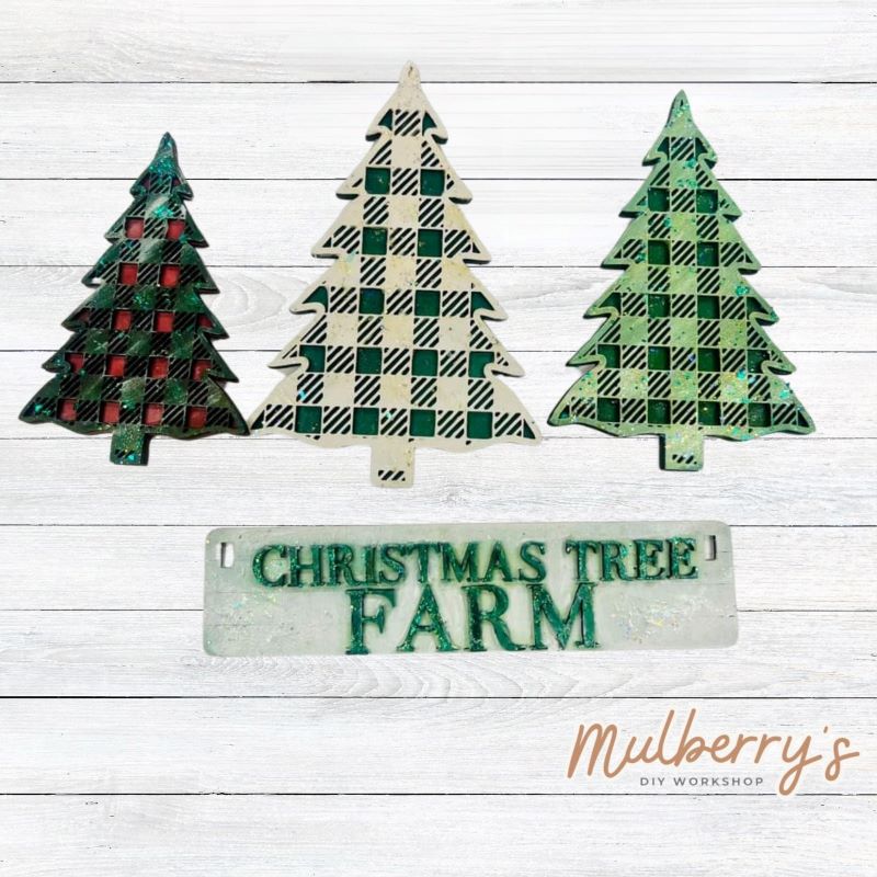 Our Christmas tree inserts are so versatile! Display them individually or in our interchangeable wagon or crate! Includes three Christmas trees and the Christmas Tree Farm banner.