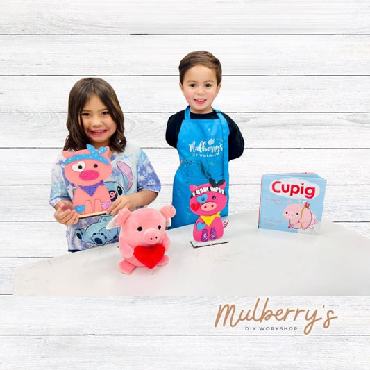 We have the Cupig book available at the workshop! Bring your child to the workshop to read the book and then have them complete our adorable pig project! Approximately 10.5" tall.