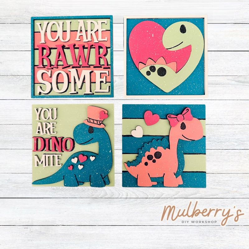 Our 4x4 valentine dino decorative tiles are so versatile! They go perfectly with many of our interchangeable bases Display them in our learning towers, tiered trays, or display shelves.