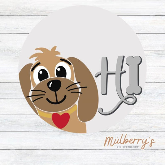 Calling all dog lovers! We have such a fun mini door hanger to paint! It's approximately 9 inches in diameter.