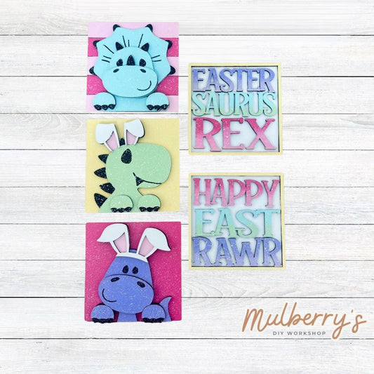 Our 4x4 Easter dino decorative tiles are so versatile. They go perfectly with many of our interchangeable bases! Display them in our learning towers, tiered trays, or display shelves.