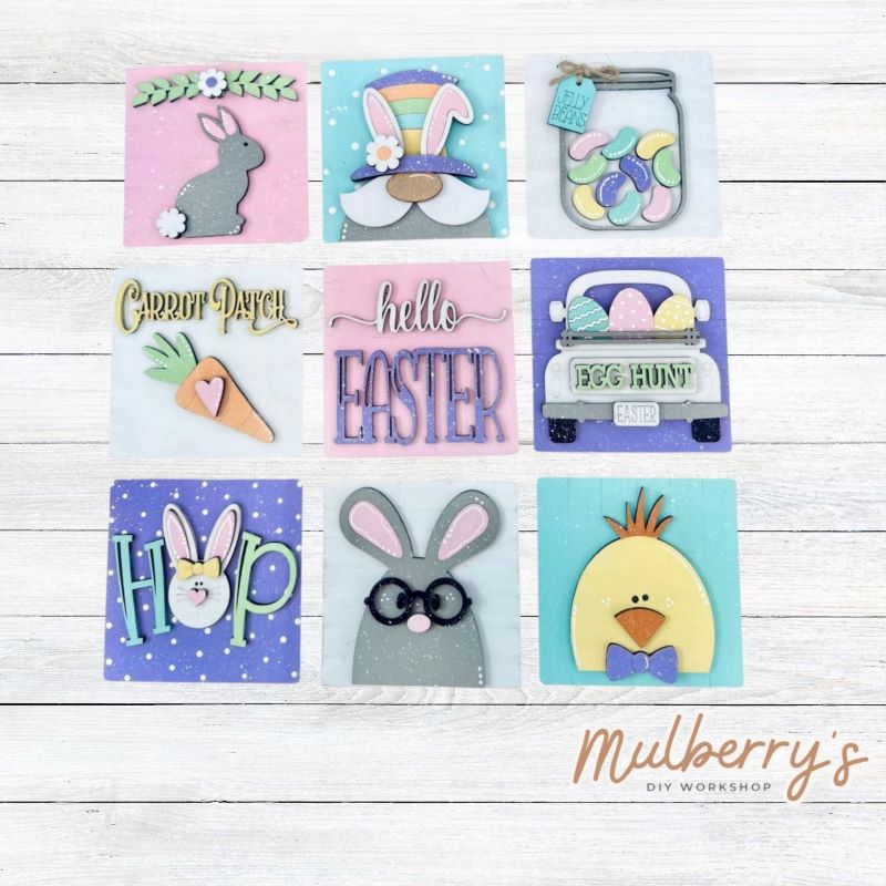 Our 4x4 Easter decorative tiles are so versatile. They go perfectly with many of our interchangeable bases! Display them in our learning towers, tiered trays, or display shelves.