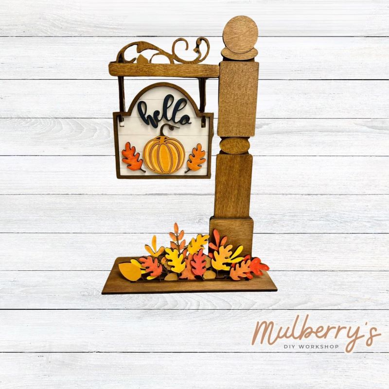 Our interchangeable mini post is so versatile! It's roughly 15" tall by 10" wide. Swap out different inserts throughout the year. This is a set for the interchangeable mini post and fall leaves inserts.