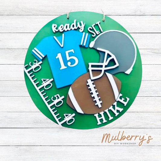 Go for a touchdown with our 10.5" door hanger!
