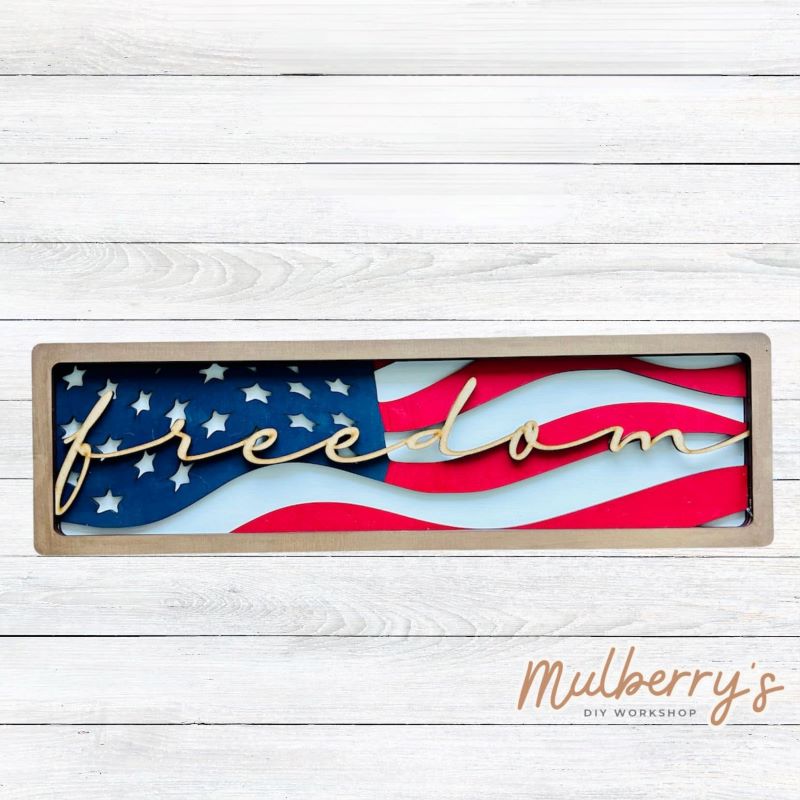 Multilayered Freedom American Flag Shelf Sitter