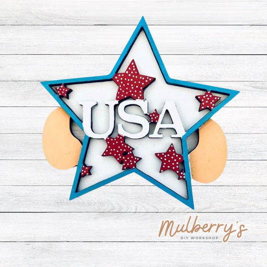 Decorate your home with our USA Star insert. Our inserts may be displayed solo or with our interchangeable gnome sweet gnome door hanger, which is sold separately.