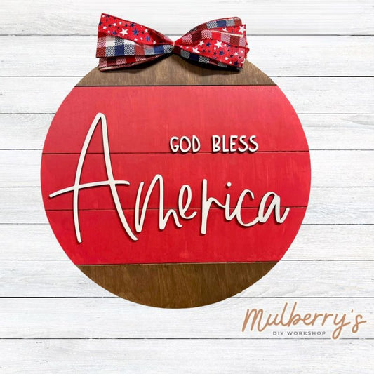 Our God Bless America 22" door hanger is pefect for Independence Day!