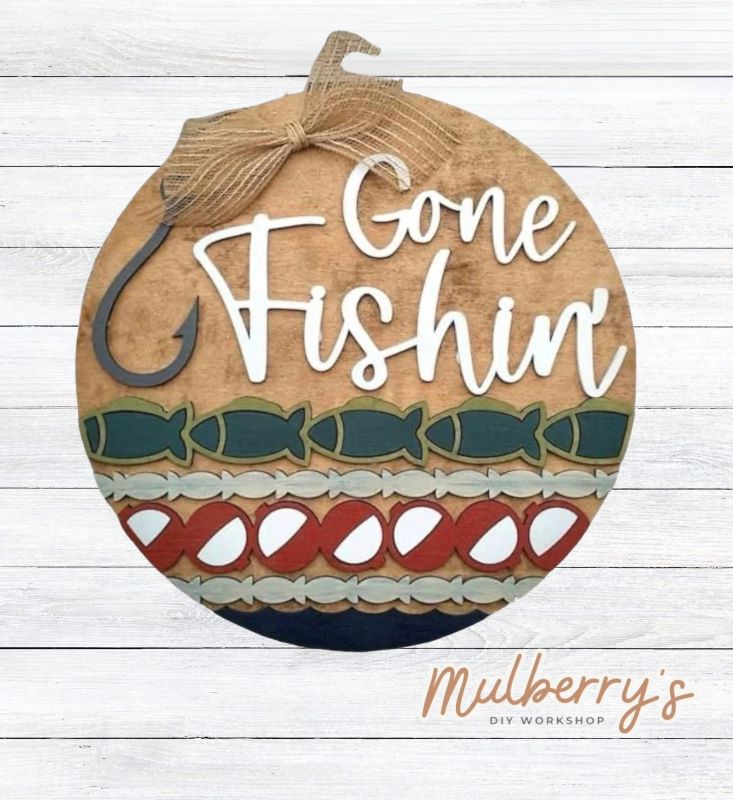 Let everyone know where you are with our 18" Gone Fishin' door hanger.