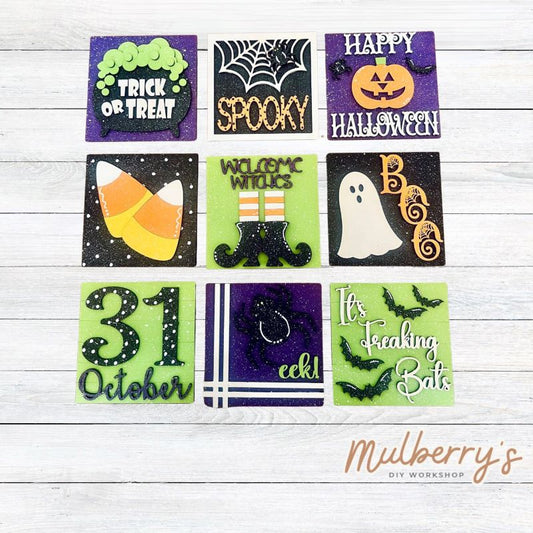 Our 4x4 halloween decorative tiles are so versatile. They go perfectly with many of our interchangeable bases! Display them in our learning towers, tiered trays, or display shelves.