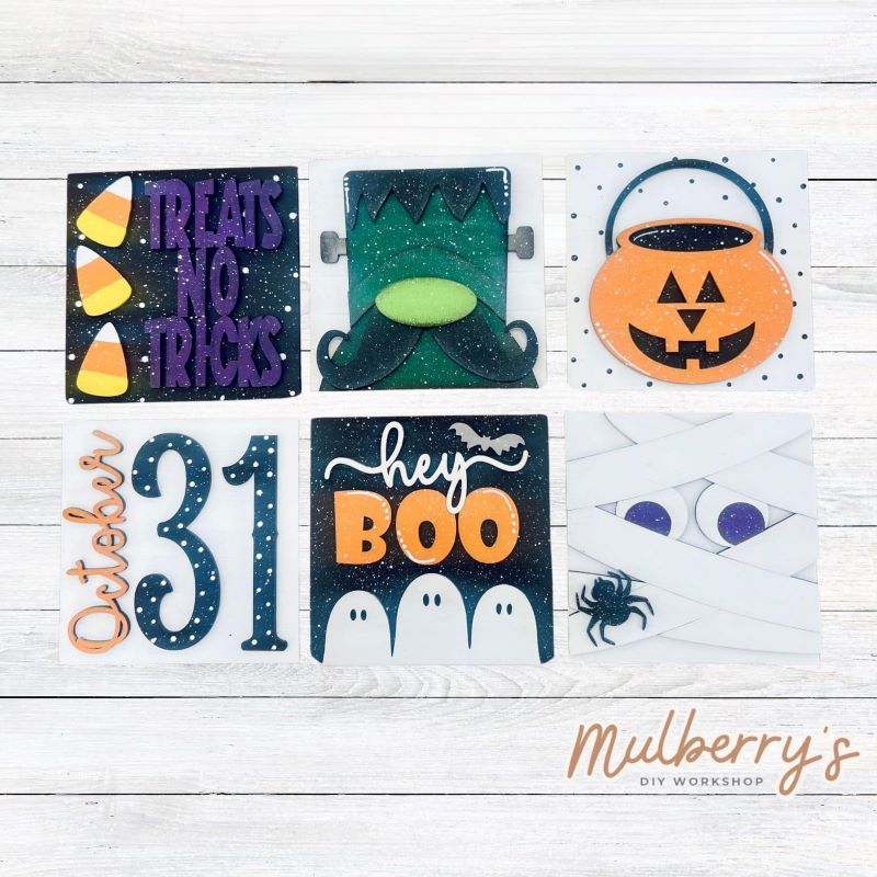 Our 4x4 spooky decorative tiles are so versatile. They go perfectly with many of our interchangeable bases! Display them in our learning towers, tiered trays, or display shelves.