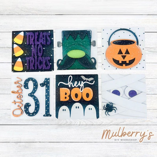 Our 4x4 spooky decorative tiles are so versatile. They go perfectly with many of our interchangeable bases! Display them in our learning towers, tiered trays, or display shelves.