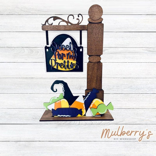 Our interchangeable mini post is so versatile! It's roughly 15" tall by 10" wide. Swap out different inserts throughout the year. This is a set for the interchangeable mini post and halloween inserts.