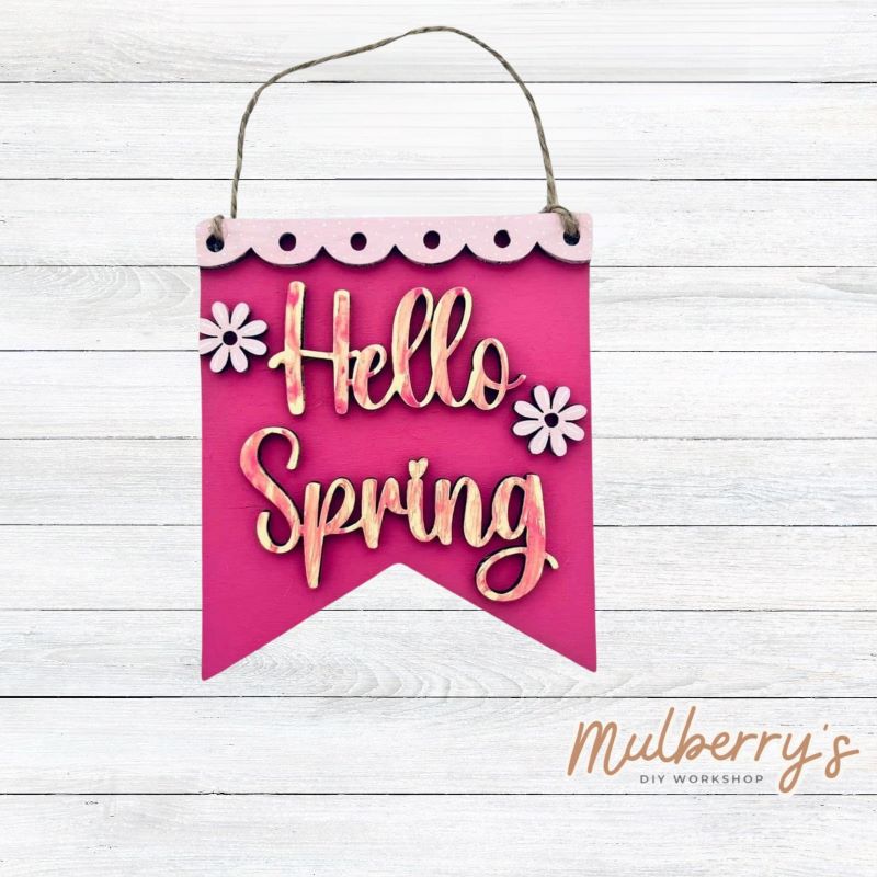 Our hello spring ornament is just too cute! It's approximately 5" tall by 5" wide.