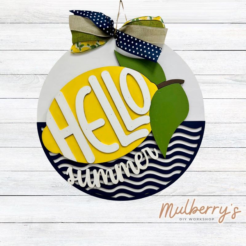 Our hello summer lemon 18" door hanger is sour-tastic!