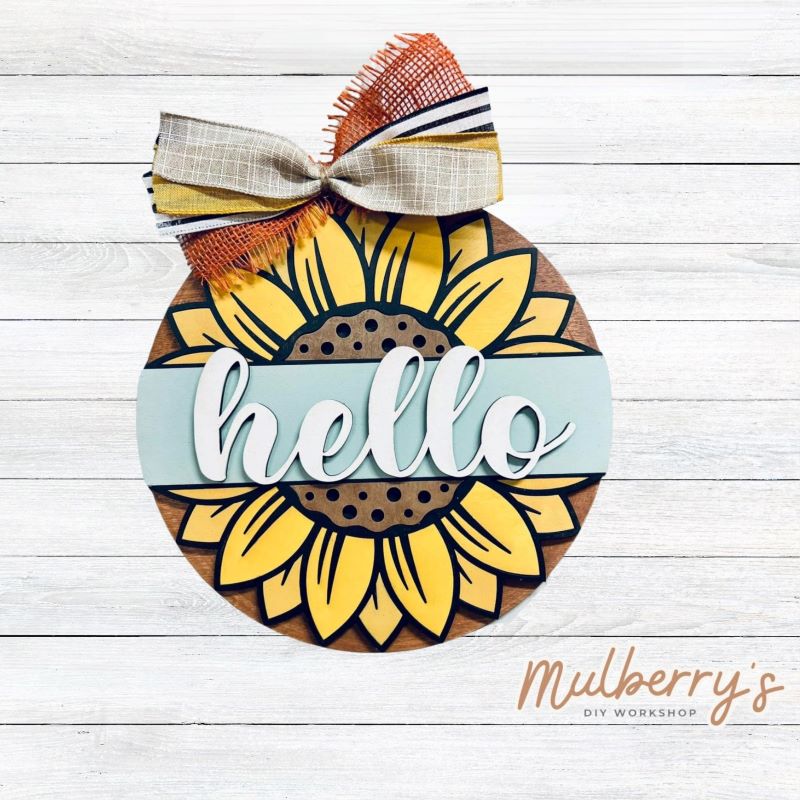 Hello Sunflower Mini Door Hanger Mulberrys Diy Workshop