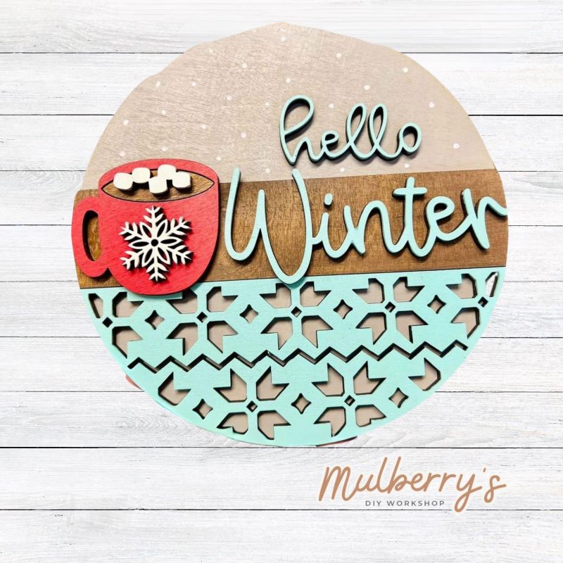 Decorate your home with our 7.5-inch Hello Winter insert. Our inserts may be displayed solo or with our interchangeable plate stand.