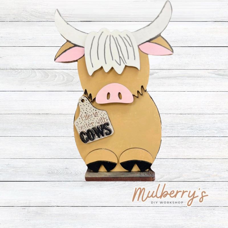 Our highland cow shelf sitter is mootastic! Approximately 7.5" tall.