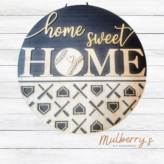 Our 18" home sweet home baseball/softball door hanger is perfect for the sports enthusiast!