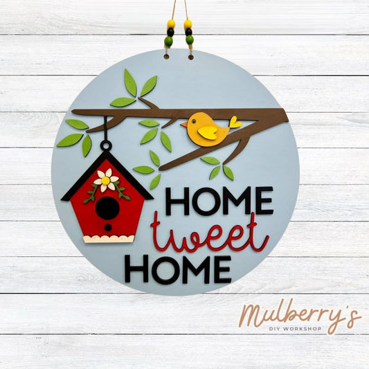 Welcome family and friends to your home with our Home Sweet Home Birdhouse 18" door hanger!