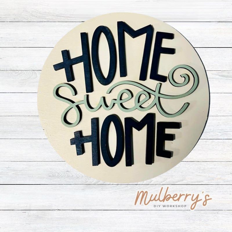 Decorate your home with our 4.5-inch Home Sweet Home insert. Our inserts may be displayed solo or with our interchangeable mini plate stand, which is sold separately and shown in the second picture.