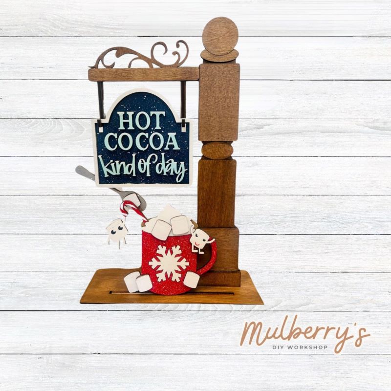 Our interchangeable mini post is so versatile! It's roughly 15" tall by 10" wide. Swap out different inserts throughout the year. This is a set for the interchangeable mini post and hot cocoa inserts.