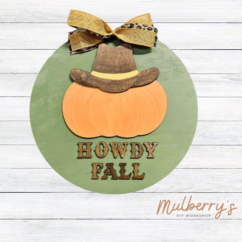 Howdy fall! Come to the workshop and paint our howdy fall 18" door hanger!