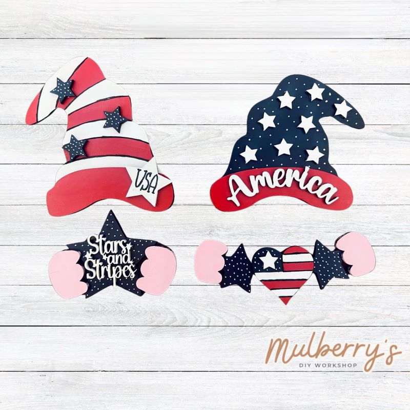 Our July 4th inserts pair perfectly with our interchangeable mini gnomes, which are sold separately.