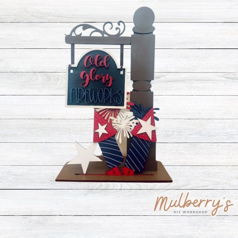 Our interchangeable mini post is so versatile! It's roughly 15" tall by 10" wide. Swap out different inserts throughout the year. This is a set for the interchangeable mini post and July 4th inserts.