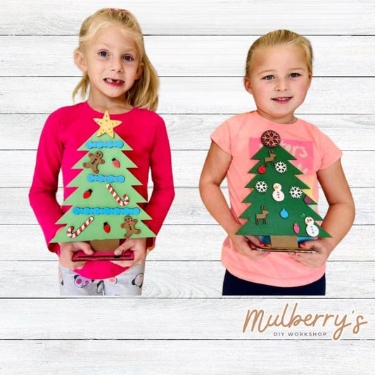 Our little Christmas trees are the perfect size for kids to complete and make their own! Approximately 10.5" tall. We have a wide variety of choices to choose from. Includes stand.