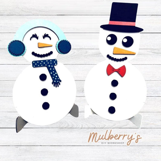 These cute little snowman are the perfect size for kids to complete! They are approximately 12" tall. Optional stand is available.