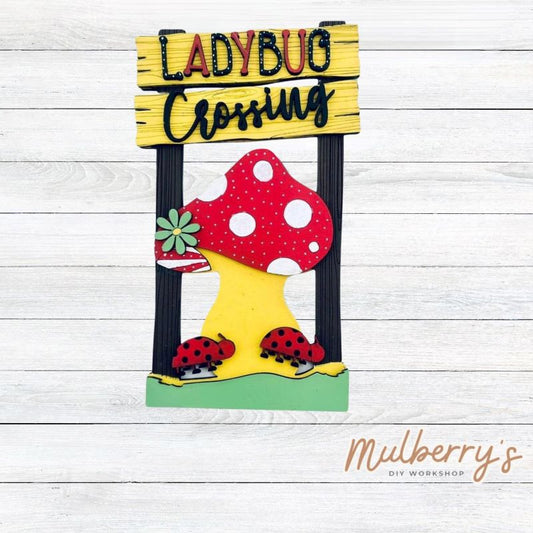 Our ladybug crossing sign is approximately 6" tall by 3" wide.