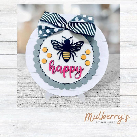 We love our large interchangeable plate with stand! It's approximately 11.5-inches is diameter and can display your favorite seasonal/holiday insert. This set includes the large interchangeable plate with stand and the bee happy insert.