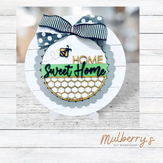 We love our large interchangeable plate with stand! It's approximately 11.5-inches is diameter and can display your favorite seasonal/holiday insert. This set includes the large interchangeable plate with stand and the bee home sweet home insert.