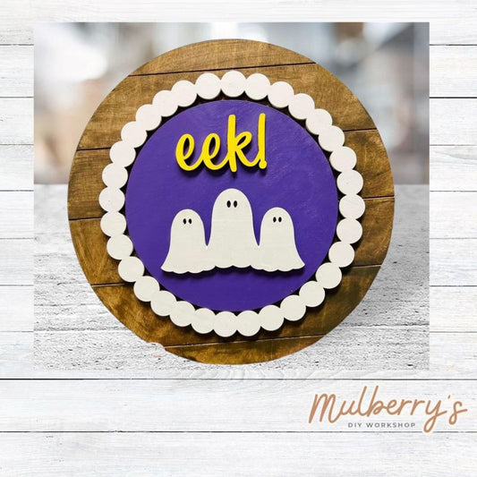 We love our large interchangeable plate with stand! It's approximately 11.5-inches is diameter and can display your favorite seasonal/holiday insert. This set includes the large interchangeable plate with stand and the eek! ghost insert.