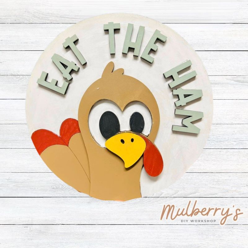 Our turkey eat the ham round is perfect for your thanksgiving table! Approximately 8.5" in diameter. DOES NOT fit in Large Interchangeable Plate Stand. Optional stand is available.