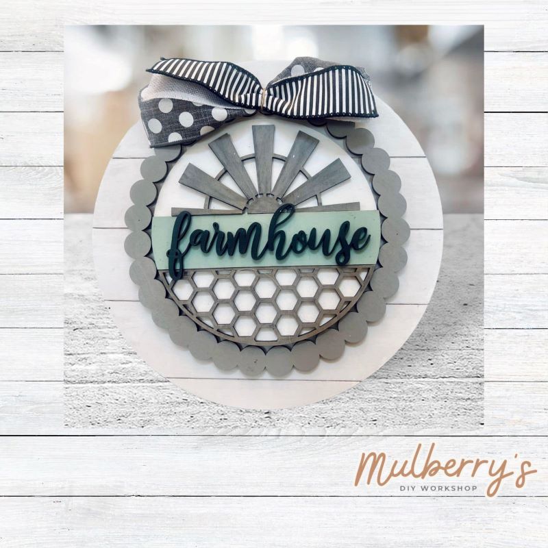 We love our large interchangeable plate with stand! It's approximately 11.5-inches is diameter and can display your favorite seasonal/holiday insert. This set includes the large interchangeable plate with stand and the farmhouse insert.