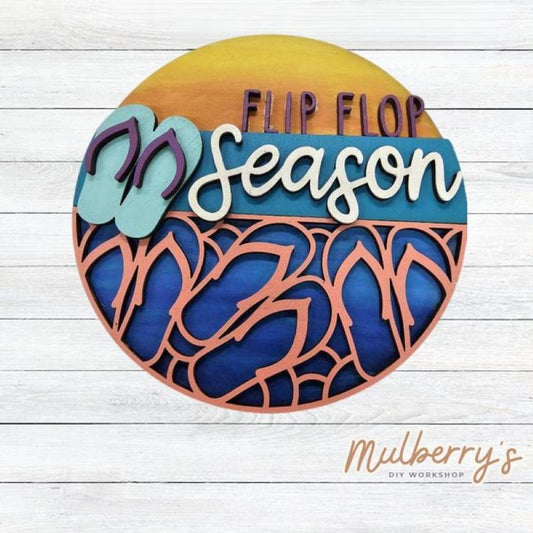 Decorate your home with our 7.5-inch Flip Flop Season insert. Our inserts may be displayed solo or with our interchangeable plate stand, which is sold separately.